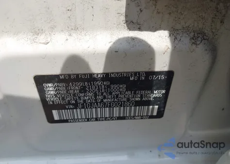 2015 Subaru Impreza 2.0I (M5) z USA, uszkodzony, nr VIN JF1GJAA67FG021860